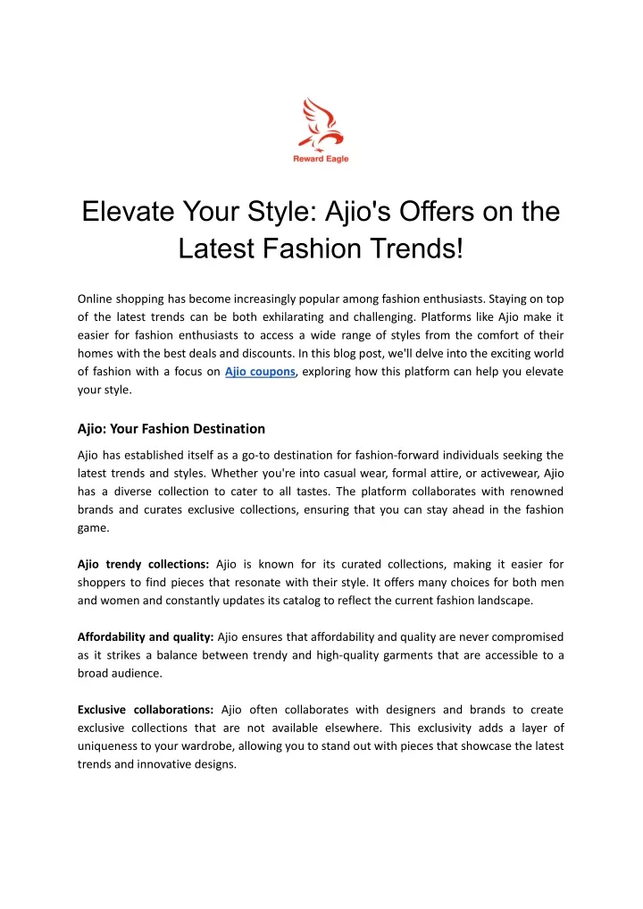 elevate your style ajio s offers on the latest