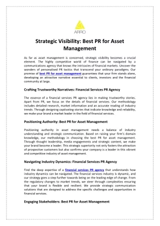 strategic visibility best pr for asset management