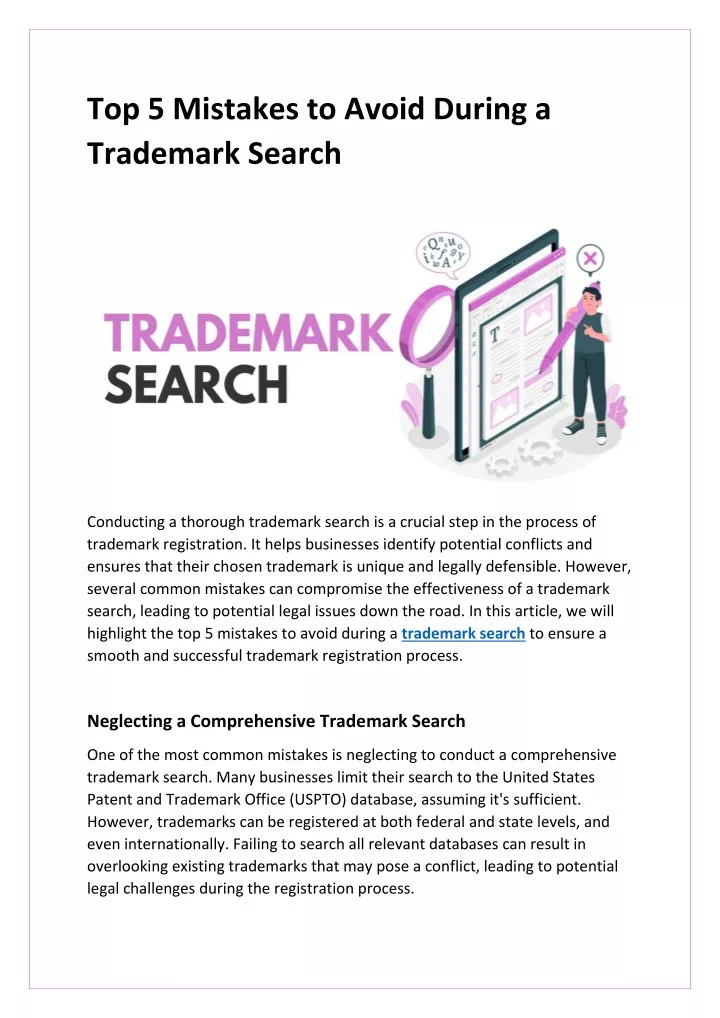 top 5 mistakes to avoid during a trademark search