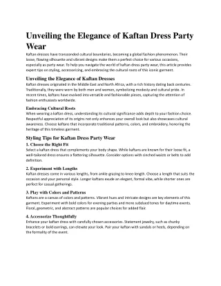 Kaftan Dress Party Wear