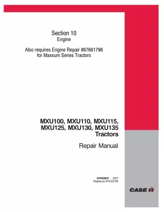 CASE IH MXU110 Tractor Service Repair Manual