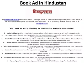 Book Ad in Hindustan
