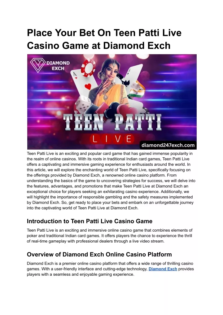 place your bet on teen patti live casino game