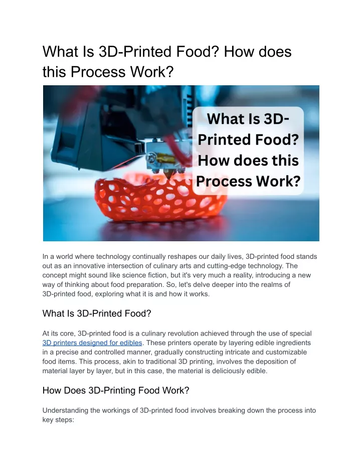 what is 3d printed food how does this process work