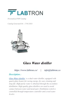 Glass Water distiller
