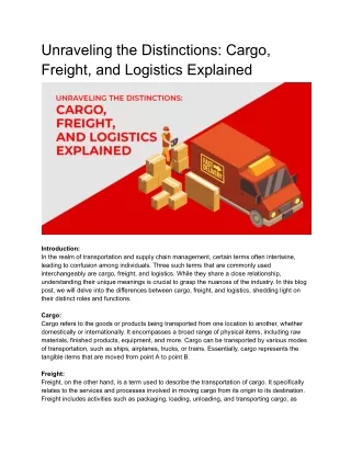 Unraveling the Distinctions_ Cargo, Freight, and Logistics Explained
