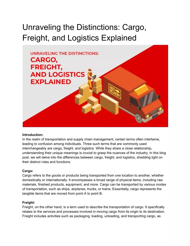 unraveling the distinctions cargo freight