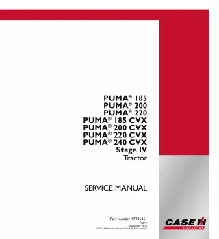 CASE IH PUMA 220 CVX Stage IV Tractor Service Repair Manual