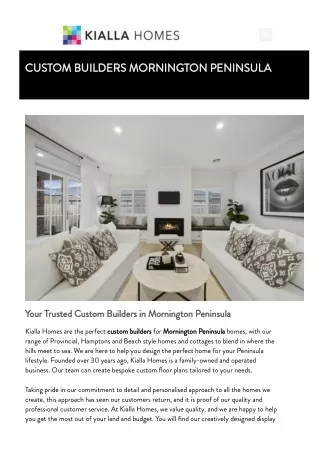 Custom Builders Mornington Peninsula