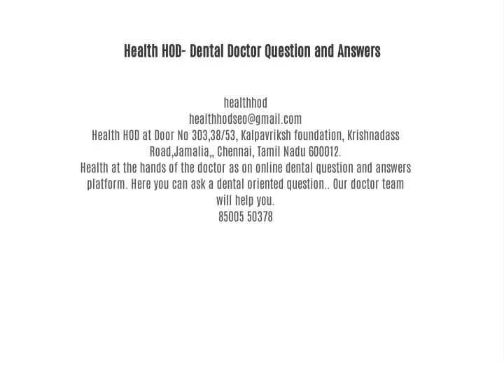 health hod dental doctor question and answers