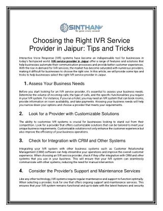 Choosing the Right IVR Service Provider in Jaipur