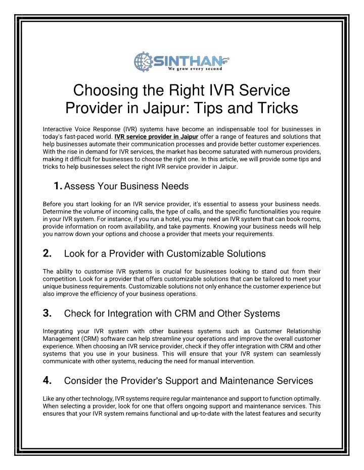choosing the right ivr service provider in jaipur