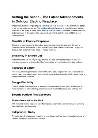 Setting the Scene - The Latest Advancements in Outdoor Electric Fireplace