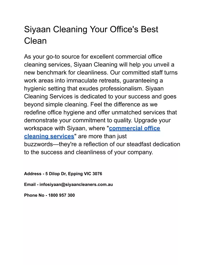 siyaan cleaning your office s best clean