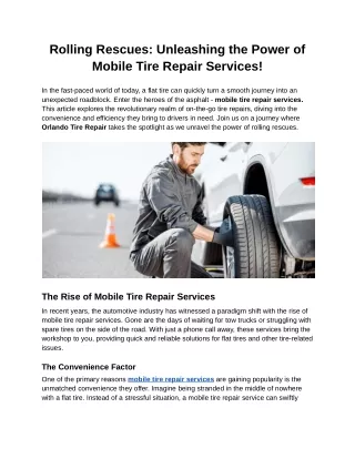 Rolling Rescues_ Unleashing the Power of Mobile Tire Repair Services