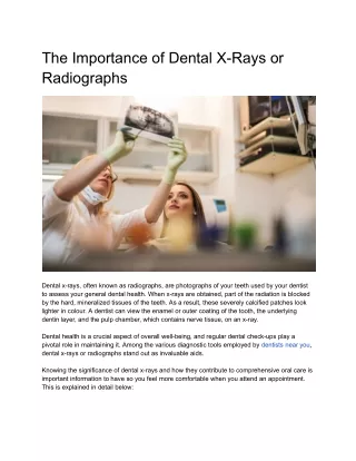 The Importance of Dental X-Rays or Radiographs