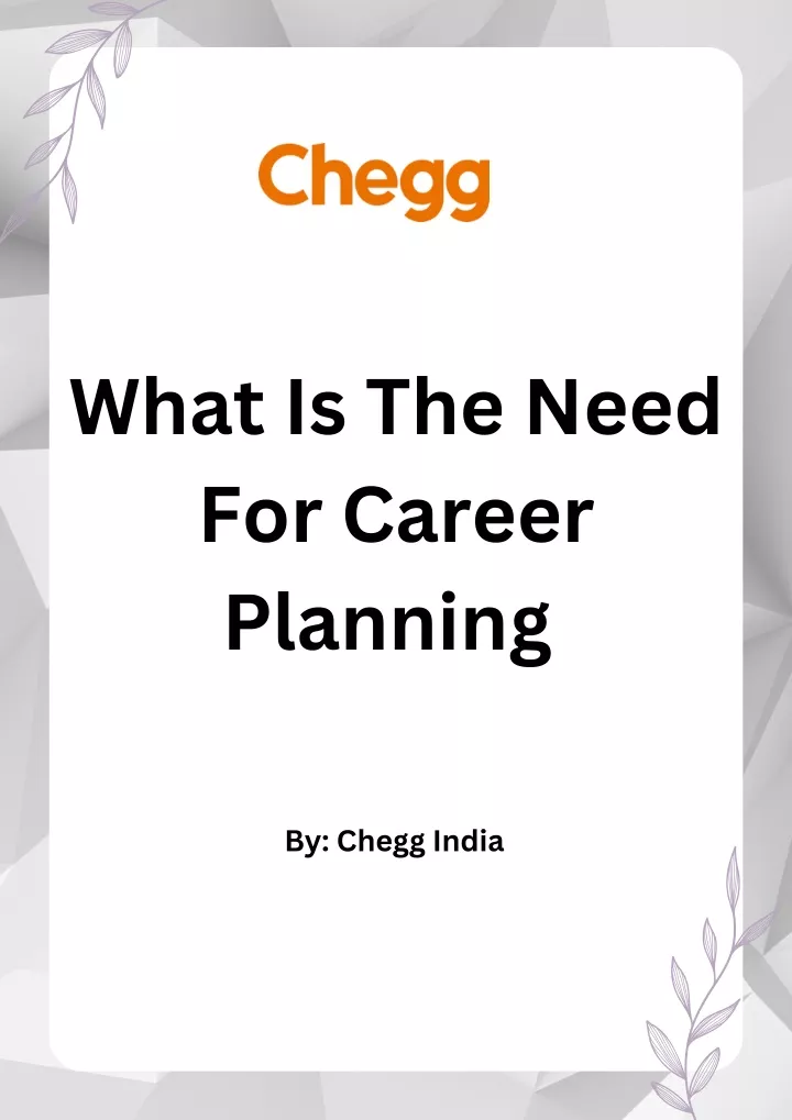 what is the need for career planning