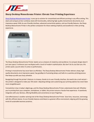 Sharp Desktop Monochrome Printer: Streamlining Your Printing Experience