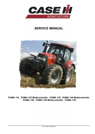 CASE IH PUMA 155 Multicontroller Tractor Service Repair Manual
