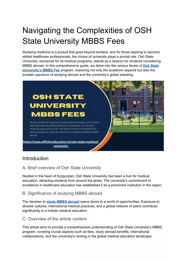 PPT - Navigating the Complexities of OSH State University MBBS Fees 