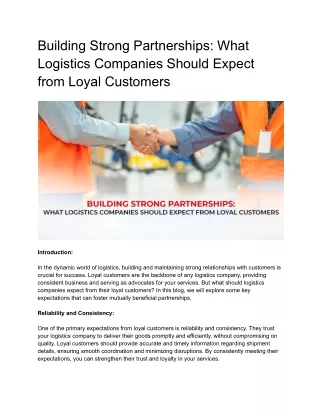 Building Strong Partnerships_ What Logistics Companies Should Expect from Loyal Customers