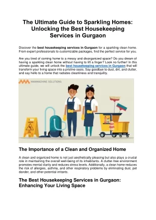 Best Housekeeping Services in Gurgaon