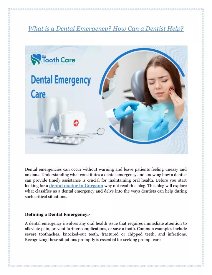 what is a dental emergency how can a dentist help