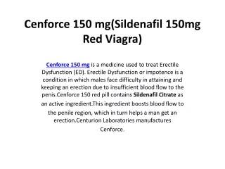 Cenforce 150 mg(Sildenafil 150mg Red Viagra)
