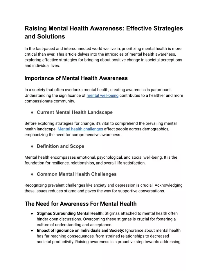 raising mental health awareness effective