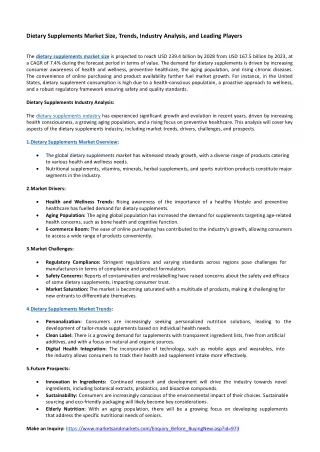dietary supplements market size trends industry