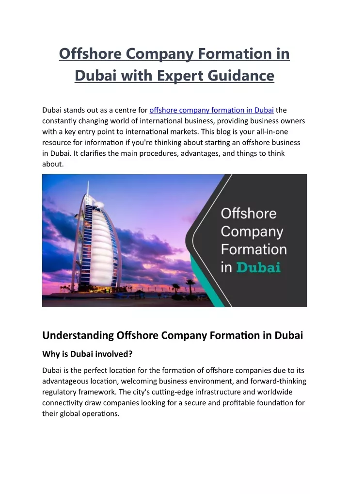 offshore company formation in dubai with expert