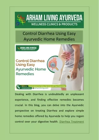 Control Diarrhea Using Easy Ayurvedic Home Remedies