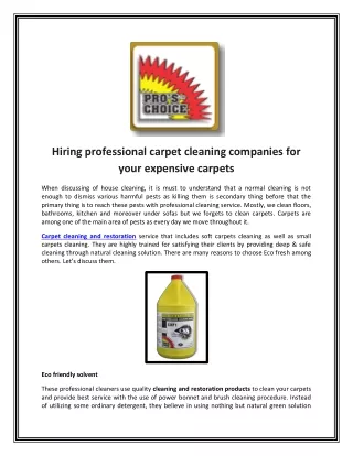 Hiring professional carpet cleaning companies for your expensive carpets