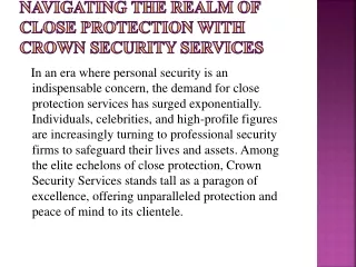 Close Protection Firms