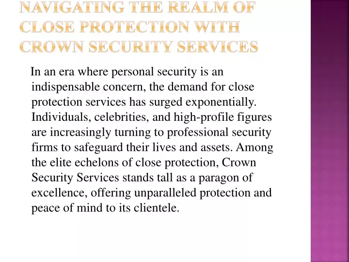 navigating the realm of close protection with crown security services