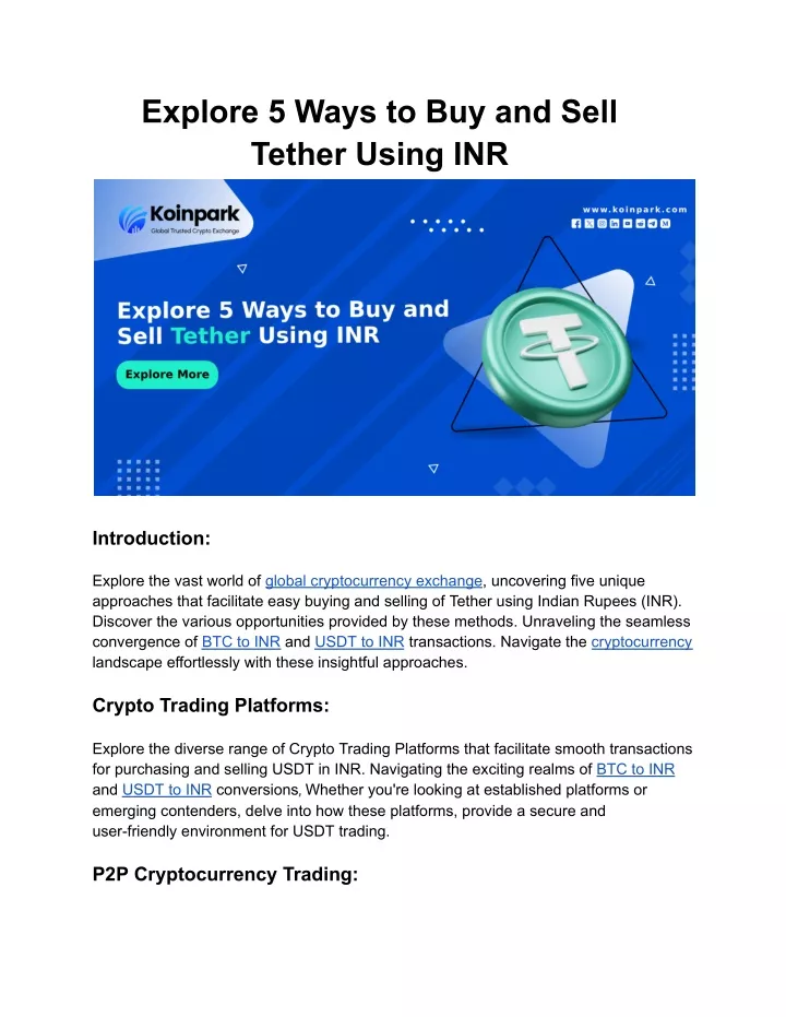 explore 5 ways to buy and sell tether using inr