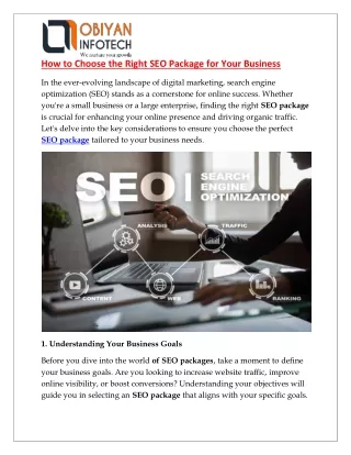 How to Choose the Right SEO Package for Your Business
