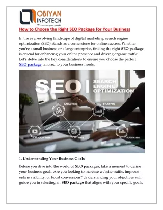 how to choose the right seo package for your