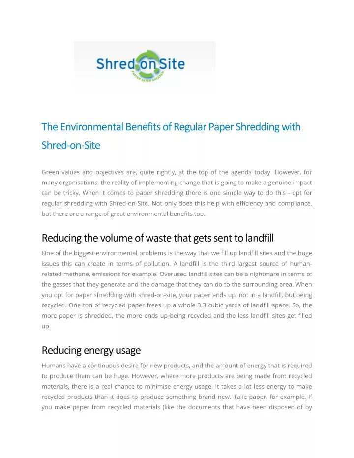 the environmental benefits of regular paper