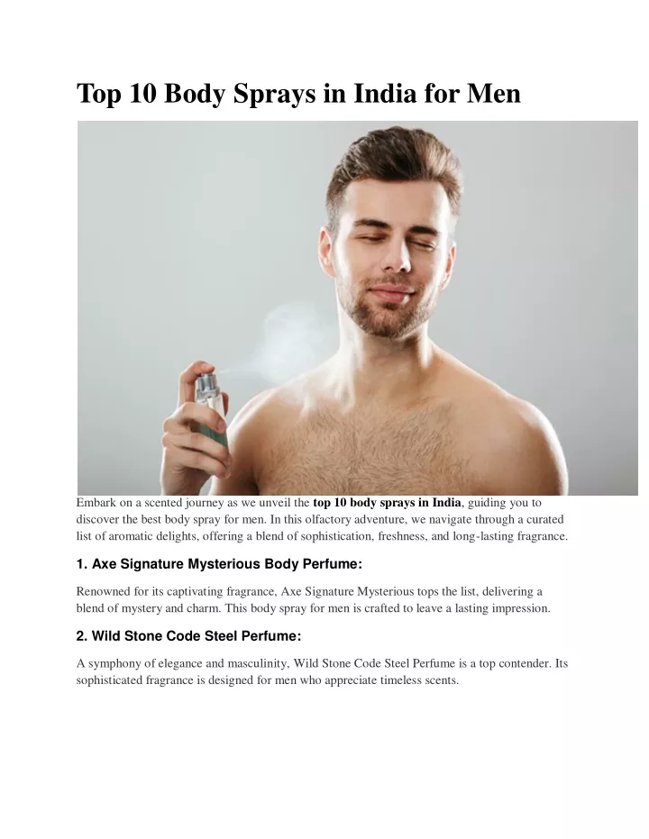 top 10 body sprays in india for men