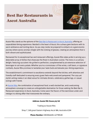 Best Bar Restaurants in Ascot Australia (1)