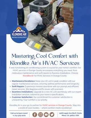 Mastering Cool Comfort with Klondike Air's HVAC Services