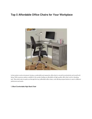 Top 5 Affordable Office Chairs for Your Workplace