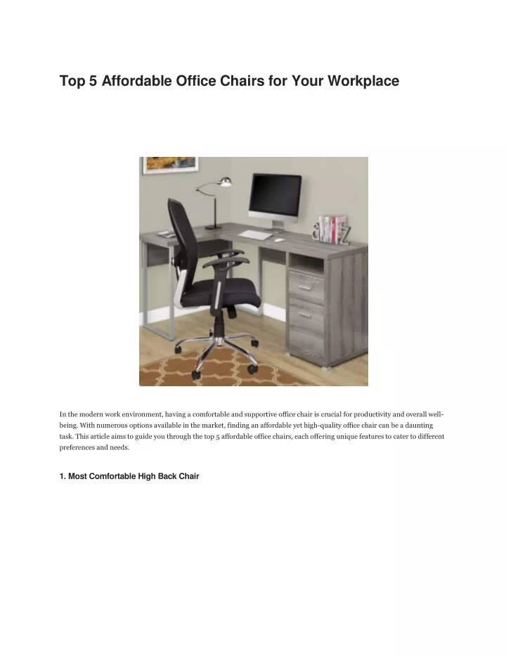 top 5 affordable office chairs for your workplace