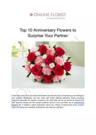 Top 10 Anniversary Flowers to Surprise Your Partner