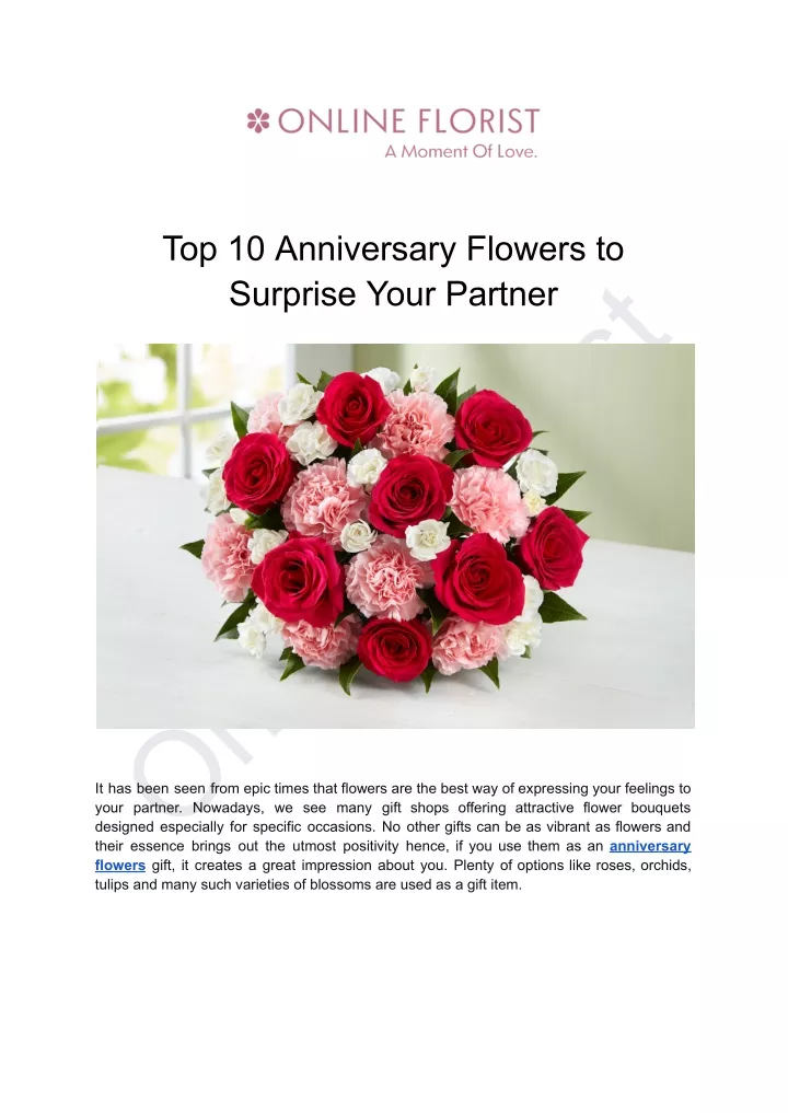 top 10 anniversary flowers to surprise your