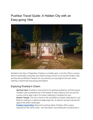 Pushkar Travel Guide_ A Hidden City with an Easy-going Vibe