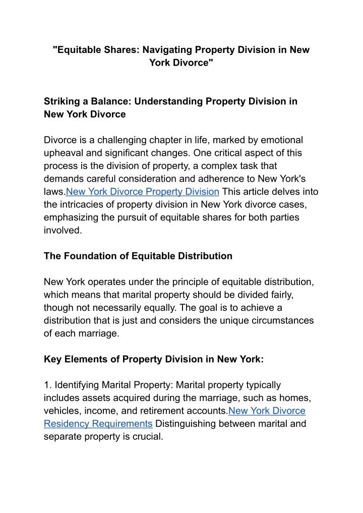 equitable shares navigating property division