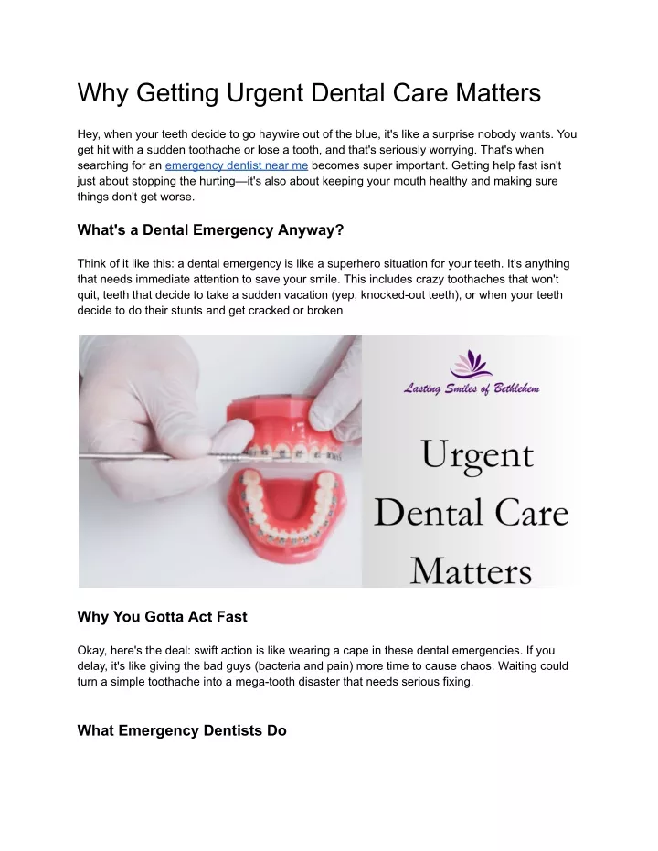 why getting urgent dental care matters
