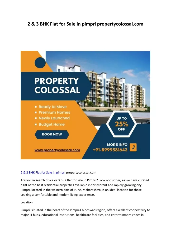 2 3 bhk flat for sale in pimpri propertycolossal